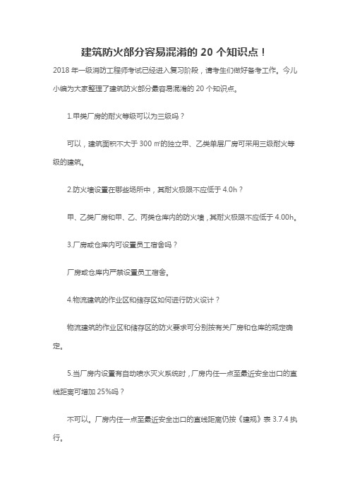 建筑防火部分容易混淆的20个知识点!【建管家】