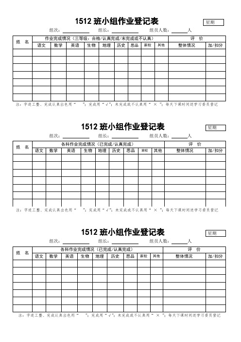 1512班作业登记