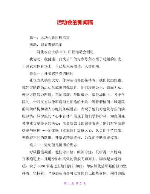 运动会的新闻稿