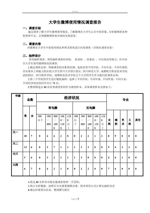 大学生微博使用情况调查报告