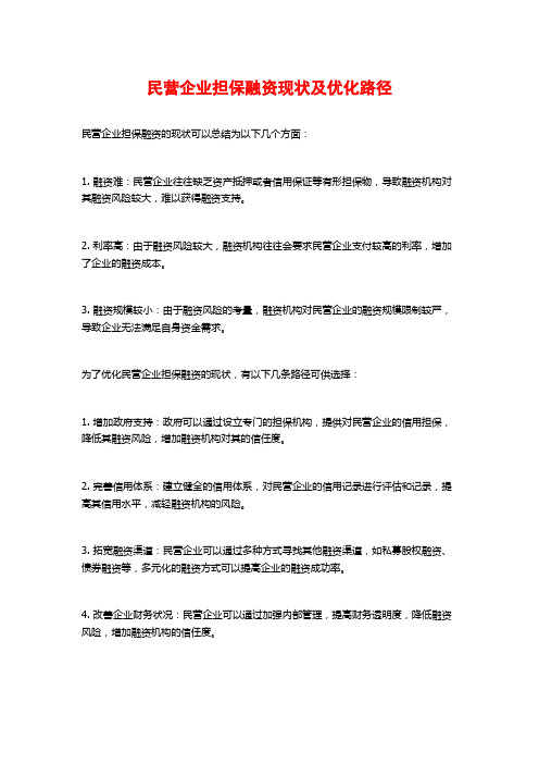 民营企业担保融资现状及优化路径 (2)