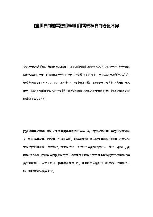 [宝贝自制的雪糕很棒哦]用雪糕棒自制仓鼠木屋