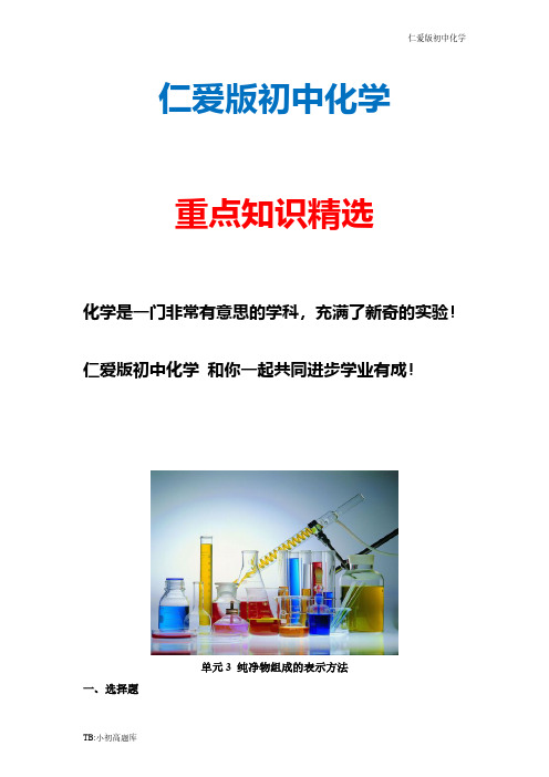 仁爱版初中化学九年级全册《纯净物组成的表示方法》同步练习2精选汇总