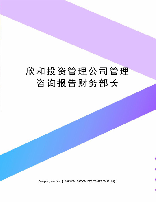 欣和投资管理公司管理咨询报告财务部长精选版