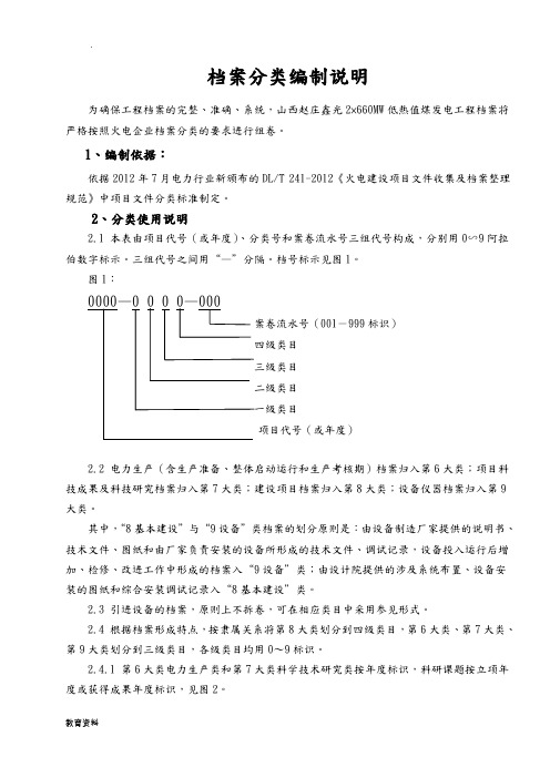 火电企业档案分类编制说明