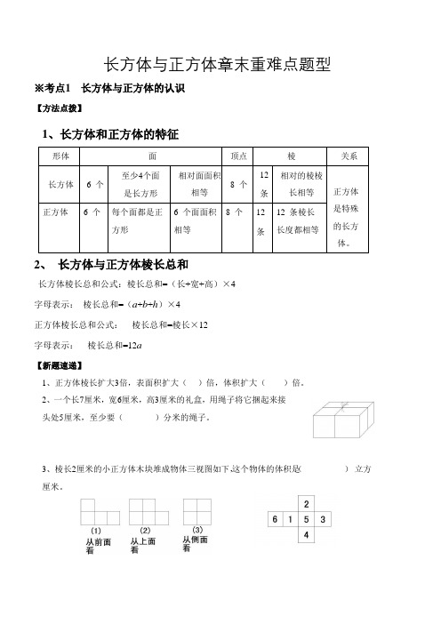 六年级上册数学讲义-专题01长方体与正方体重难点题型（举一反三）-苏教版（无答案）