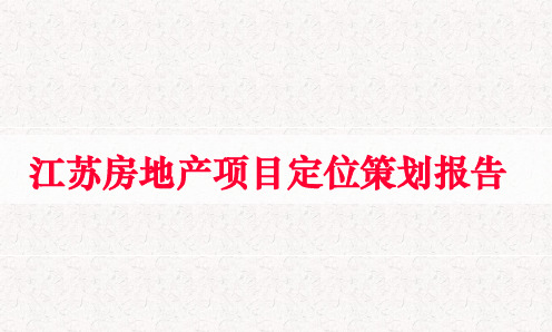 江苏房地产项目定位策划报告