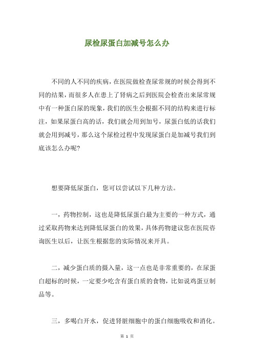 尿检尿蛋白加减号怎么办