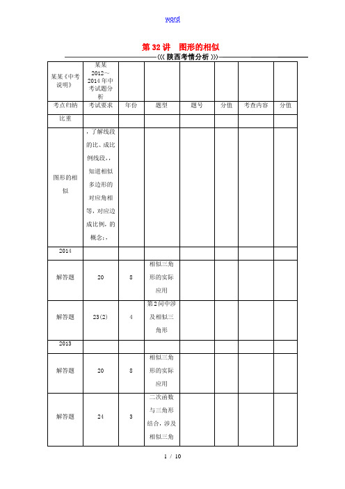 【聚焦中考】(陕西)2015中考数学总复习 第32讲 图形的相似教学案