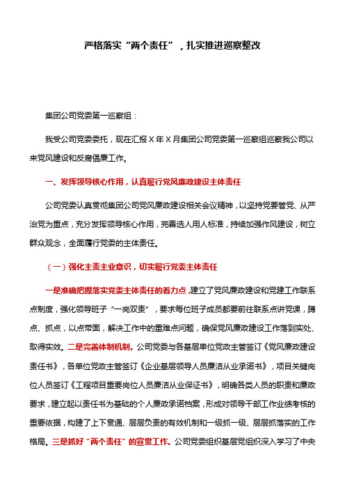 巡查讲话：严格落实“两个责任”,扎实推进巡察整改
