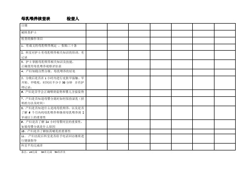 母乳喂养核查表