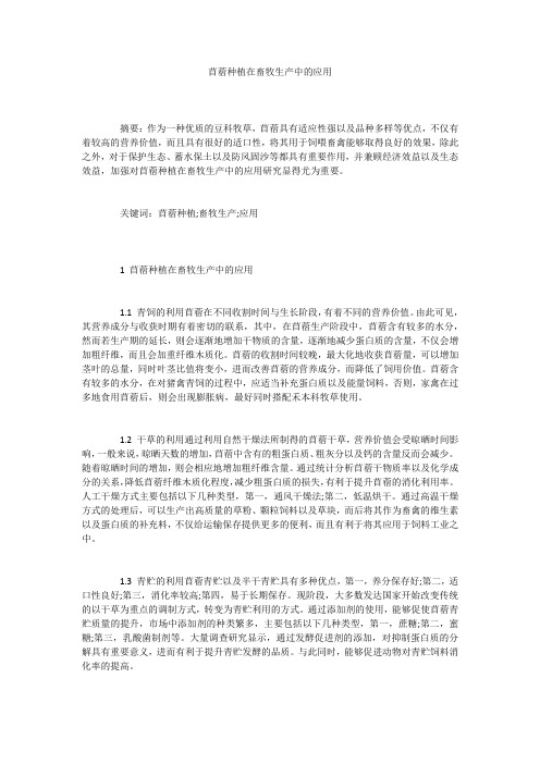 苜蓿种植在畜牧生产中的应用