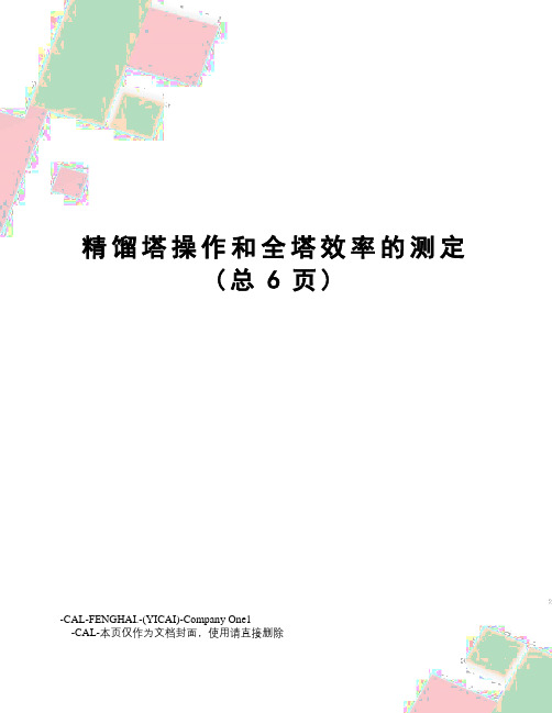 精馏塔操作和全塔效率的测定