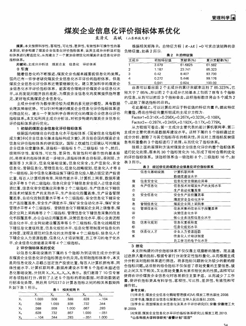 煤炭企业信息化评价指标体系优化