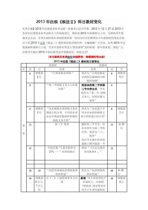 [VIP专享]2013年注税《税法Ⅱ》科目教材变化