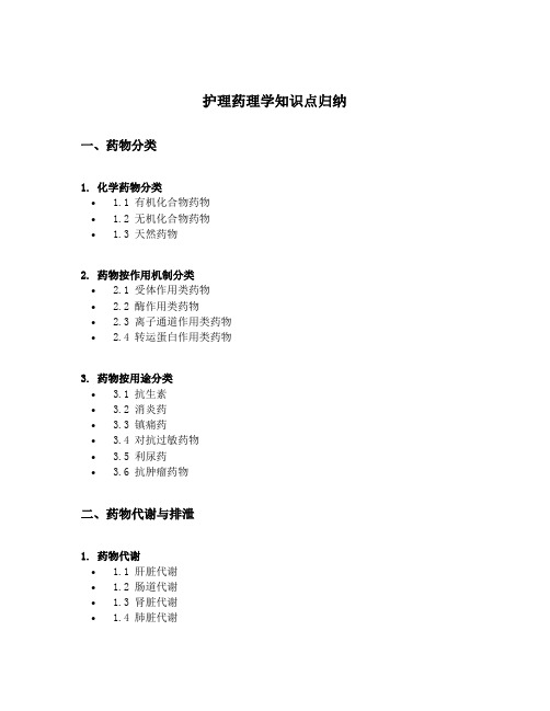 护理药理学知识点归纳