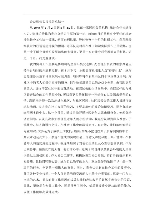 公益组织实习总结范文