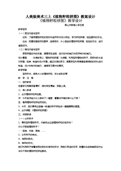 人美版美术三上《植物籽粒拼图》教案设计