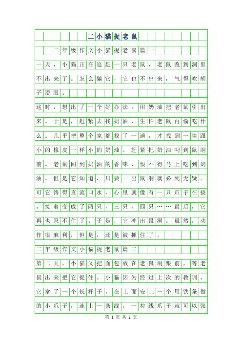 2019年二年级作文小猫捉老鼠
