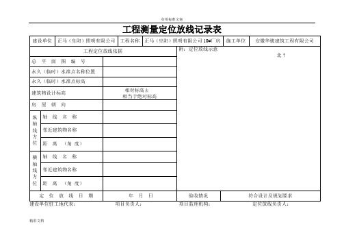 工程的测量定位放线记录簿表