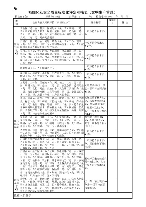 精细化考核表