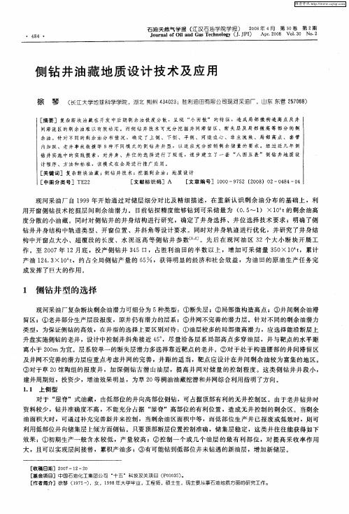 侧钻井油藏地质设计技术及应用