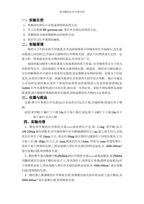 苯甲酸的红外光谱分析