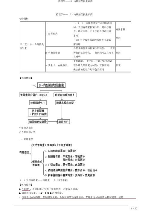 药理学——β-内酰胺类抗生素药