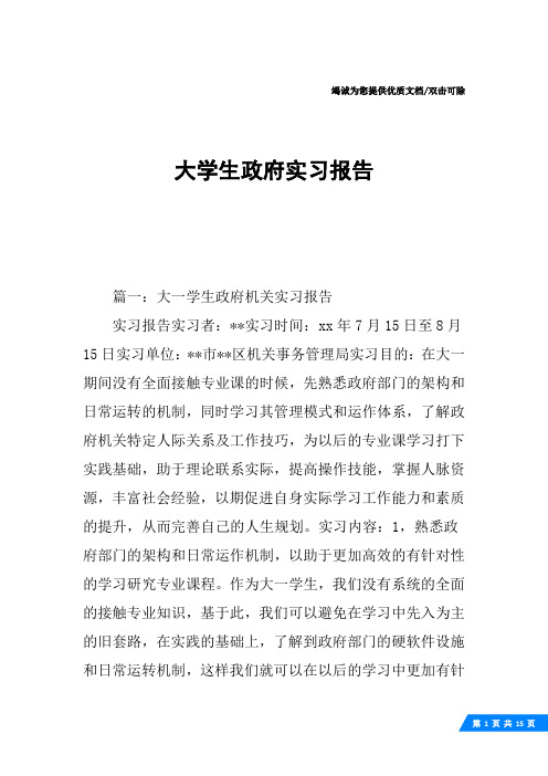 大学生政府实习报告