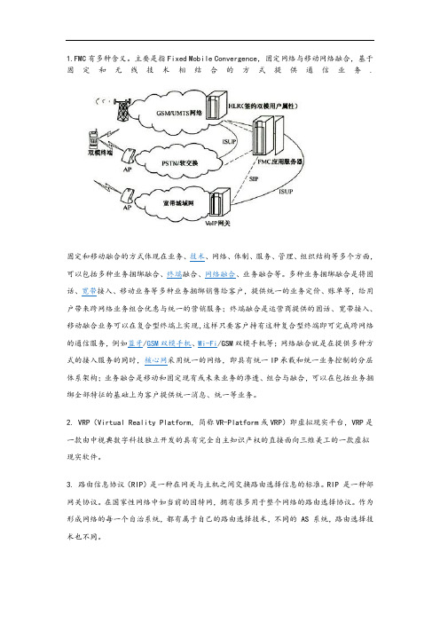 华为大数据通信专业名词汇集