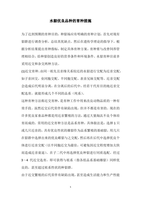 水貂优良品种的育种措施