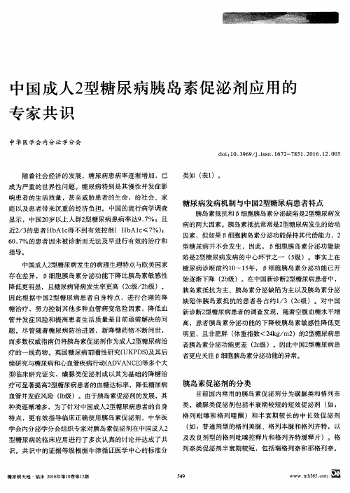 中国成人2型糖尿病胰岛素促泌剂应用的专家共识
