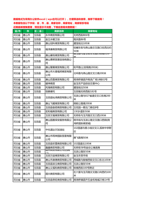2020新版河北省唐山市玉田县贸易有限公司工商企业公司商家名录名单黄页联系电话号码地址大全182家