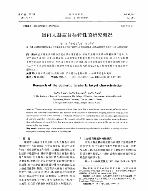 国内太赫兹目标特性的研究概况