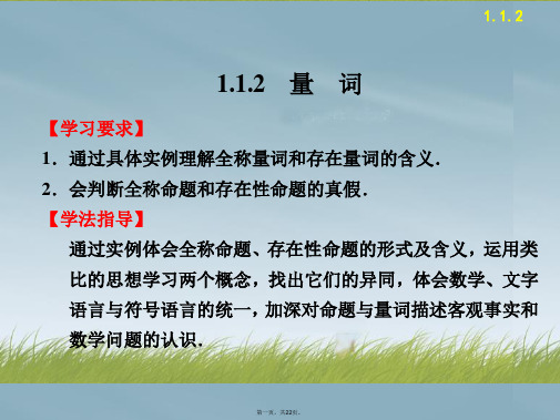 高中数学 1.1.2量词配套课件 新人教B版选修21 