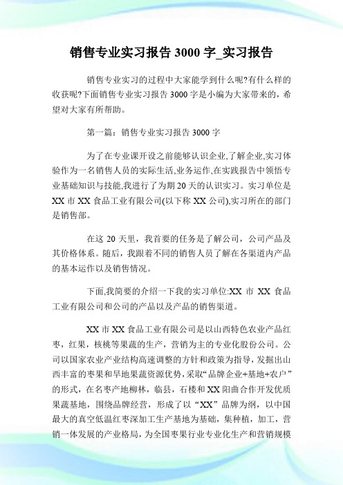 销售专业实习报告3000字_实习报告.doc