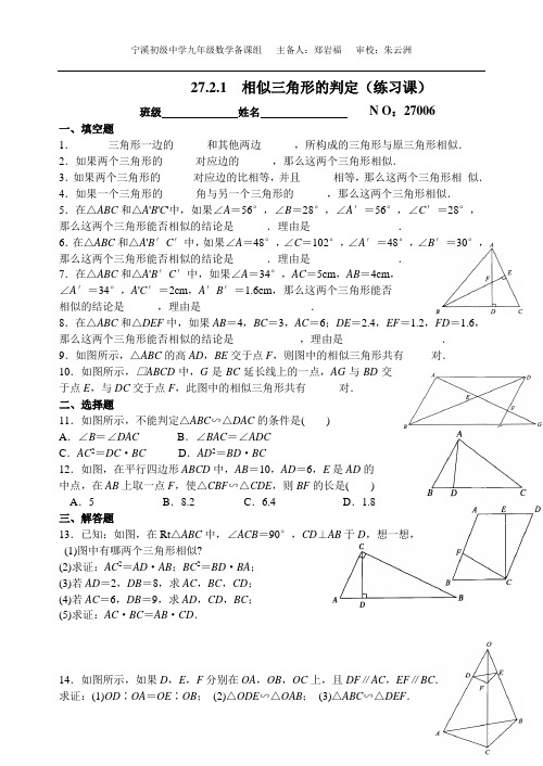 27.2相似三角形的判定(练习课)