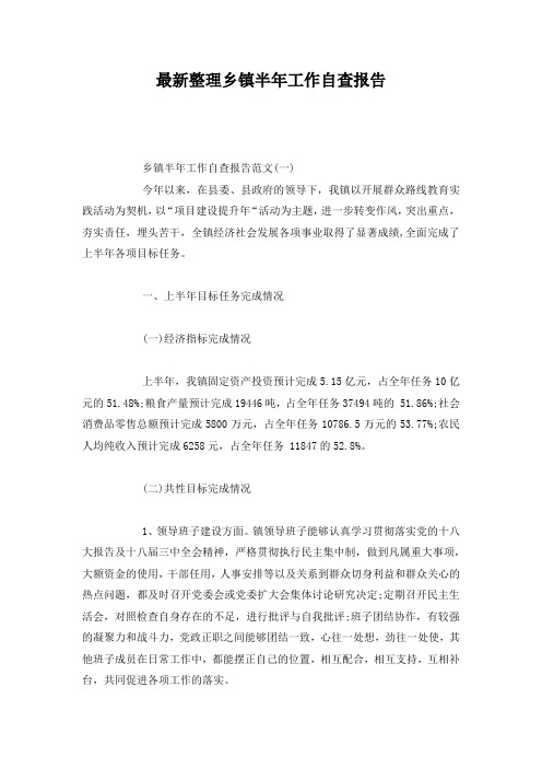 最新整理乡镇半年工作自查报告.docx