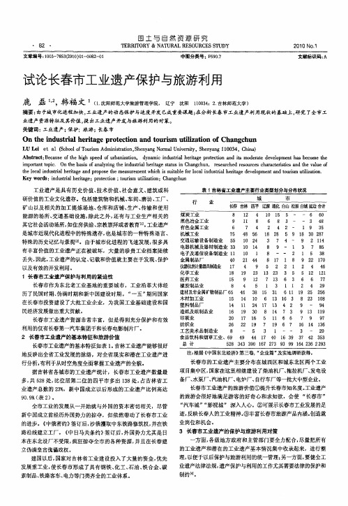 试论长春市工业遗产保护与旅游利用