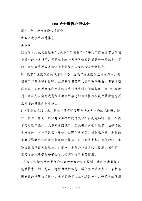 ccu护士进修心得体会.doc