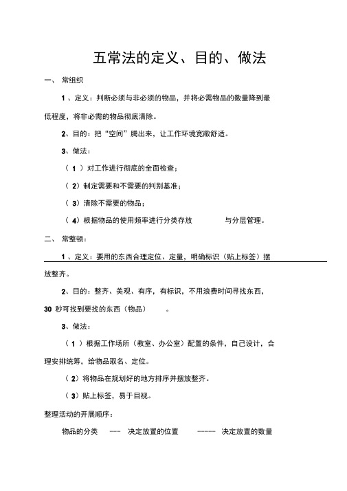 幼教园“五常法”管理方案计划