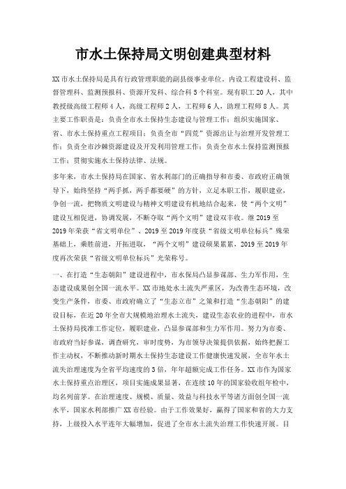 最新-市水土保持局文明创建典型材料 精品