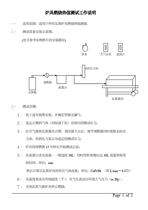 炉具BTU测试工作说明