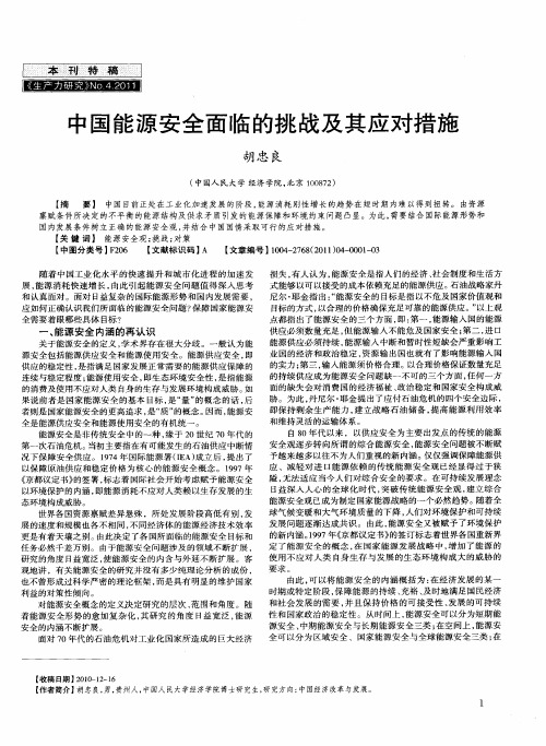 中国能源安全面临的挑战及其应对措施