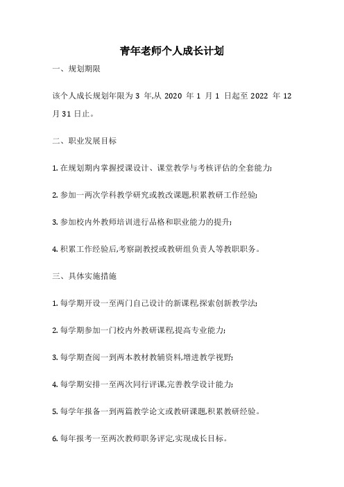 青年老师个人成长计划