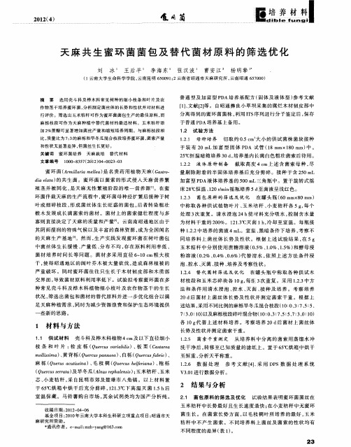 天麻共生蜜环菌菌包及替代菌材原料的筛选优化