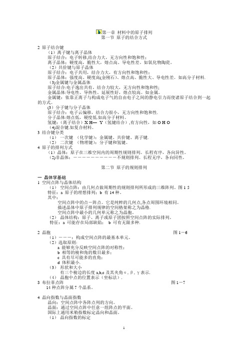 材料科学基础基础知识点总结
