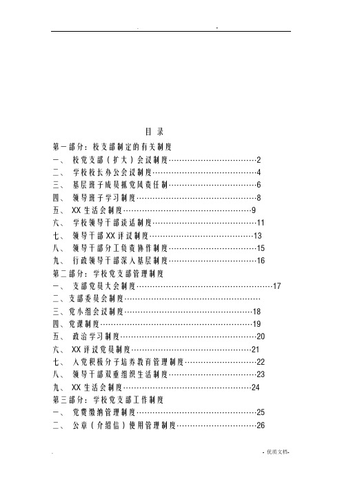 中学党支部各种制度建设