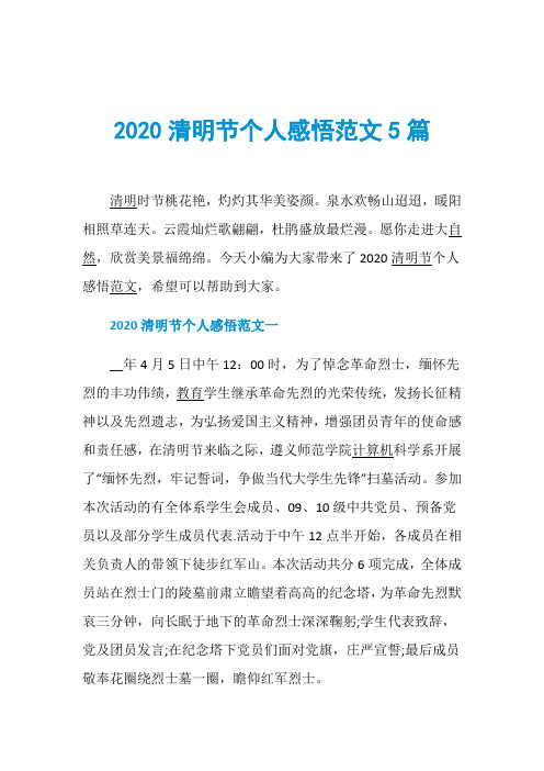 2020清明节个人感悟范文5篇