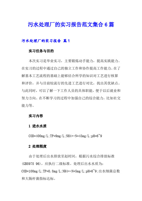 污水处理厂的实习报告范文集合6篇